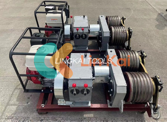 9 kW Diesel of benzine aangedreven 5t Dual Bull Wheel Kabel Trekwiel
